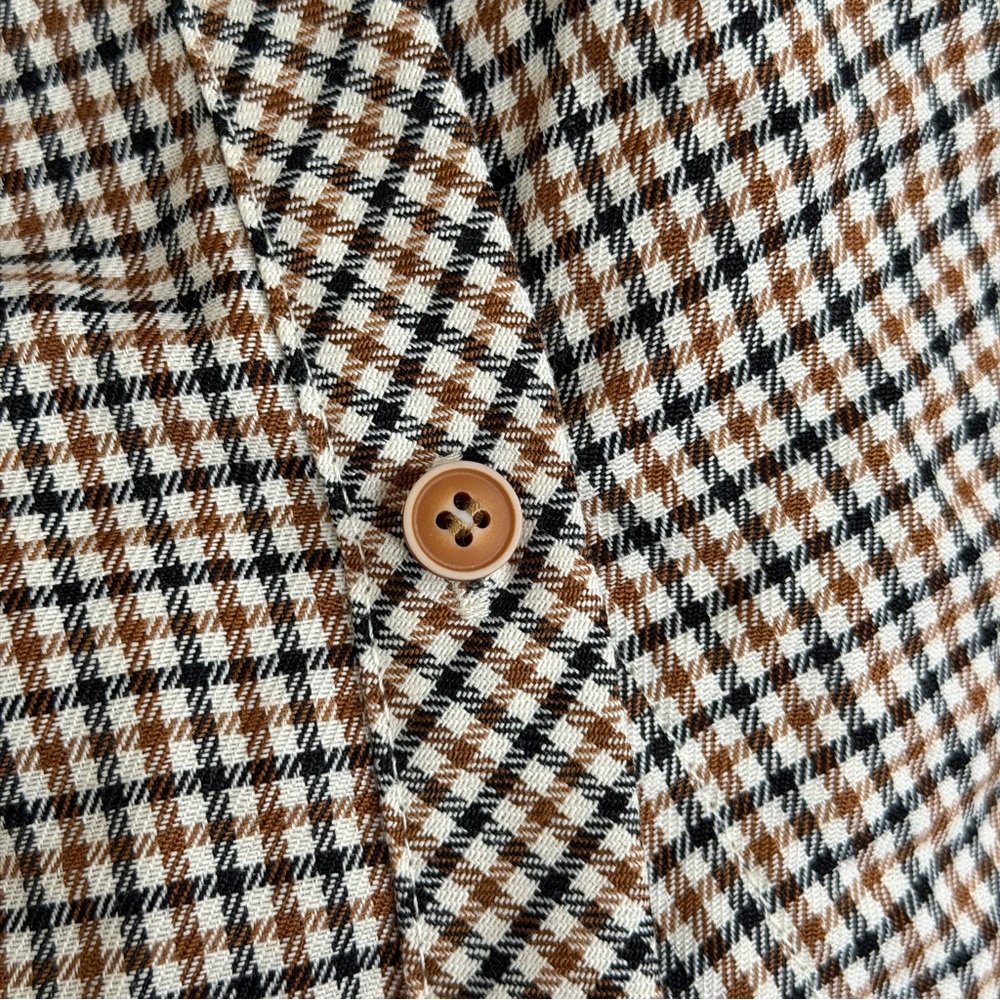 BROWN CHECKERED BUTTON DOWN SHIRT - Picture 6 of 6